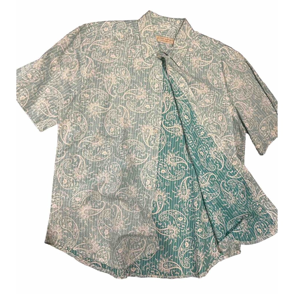 Island Republic Summer men's size L Blue floral print Short Sleeve Hawaiian